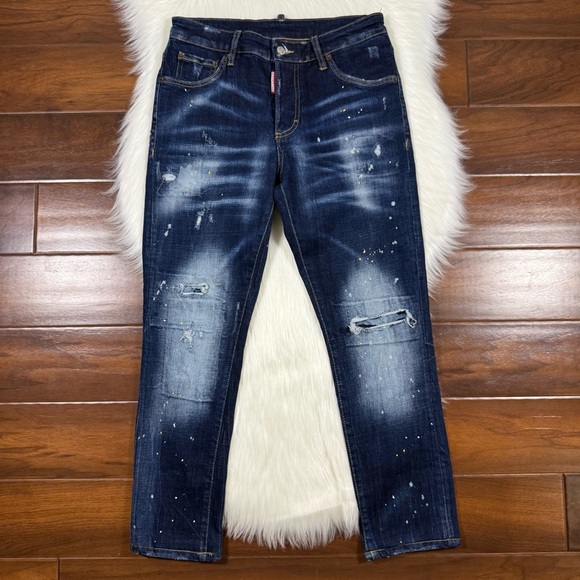 DSquared2 Women's Size‎ 42 / US 6 Paint Splatter Repaired Distressed Denim Jeans - Picture 1 of 14